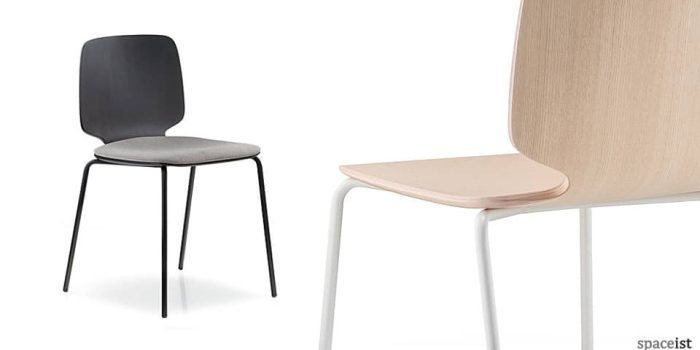 Babila chair with a wood seat and seat pad