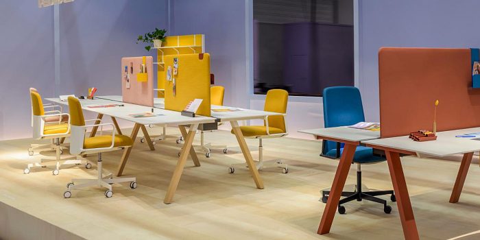 4 person colourful office desks