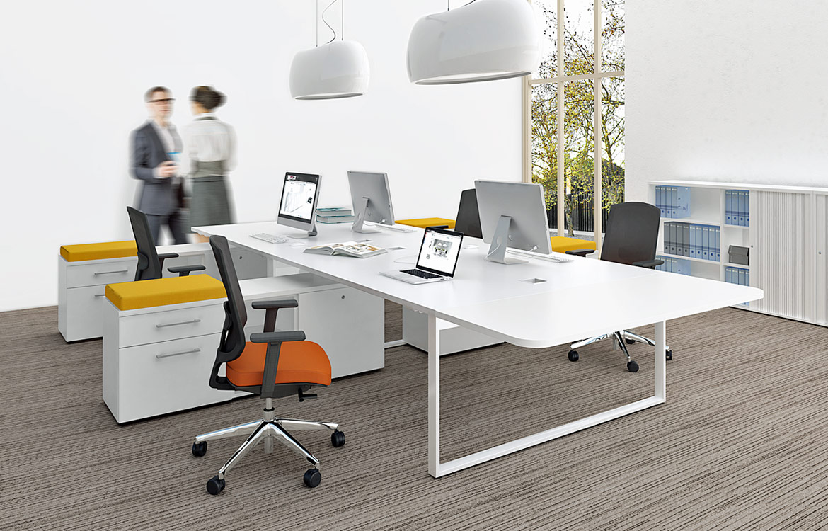 4 person desk with storage