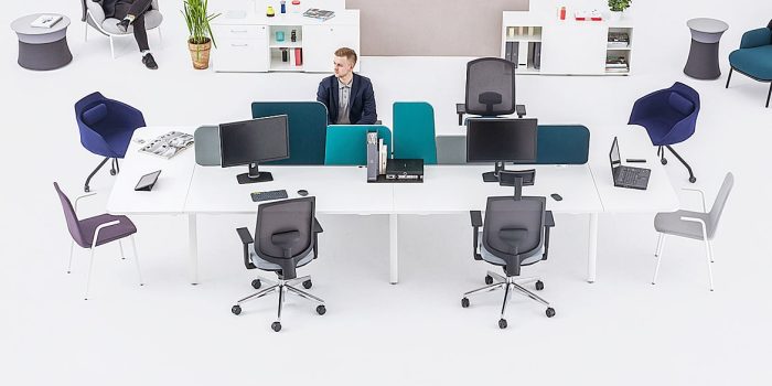 4 person white desk with table