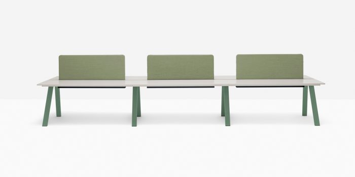 6 person office desk with green legs