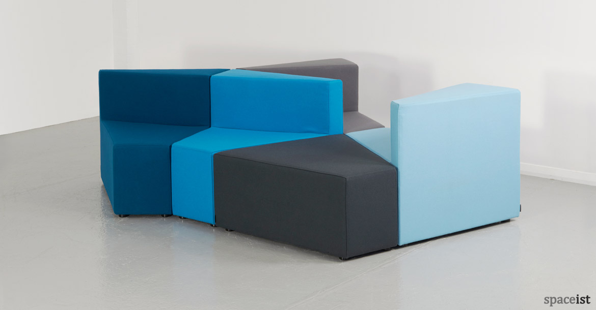77 angular pod chairs in chades of blue
