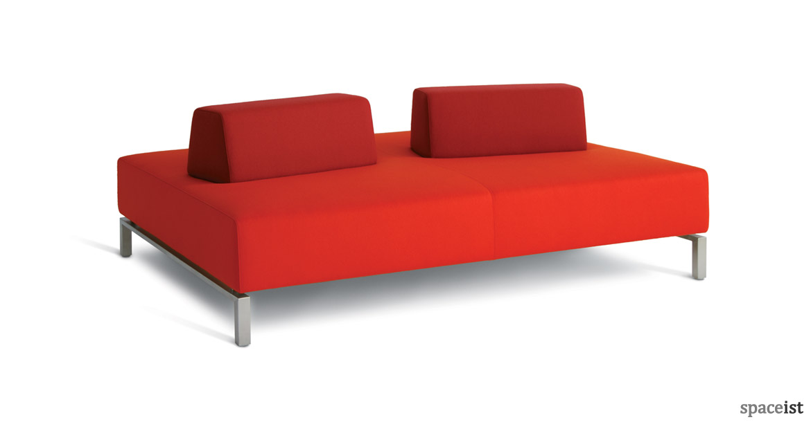 93 large double office lobby sofa in red fabric