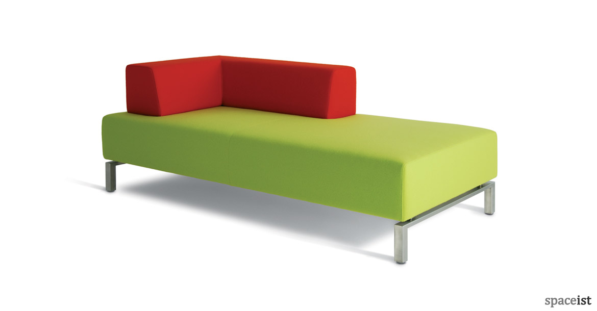 93 corner chaise in red and green