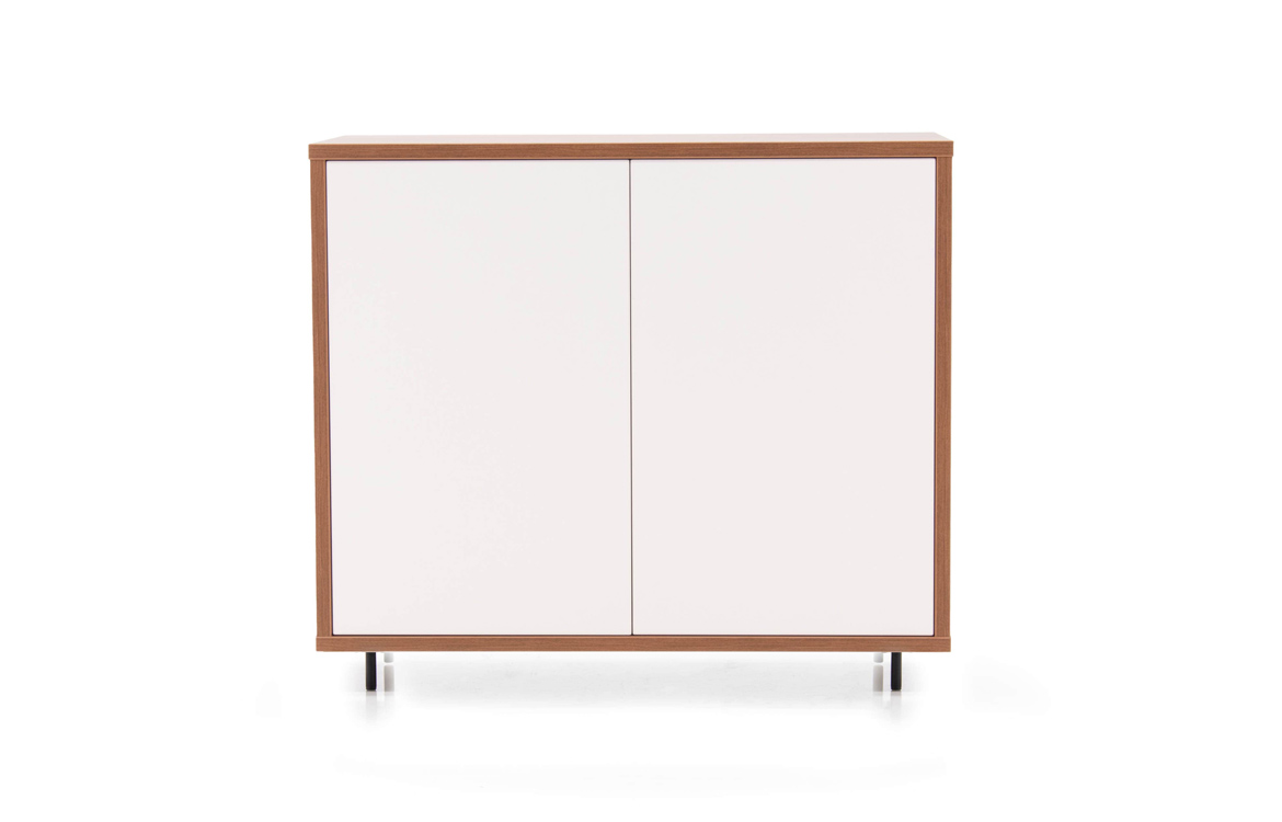 Meeting room cabinet in walnut and white