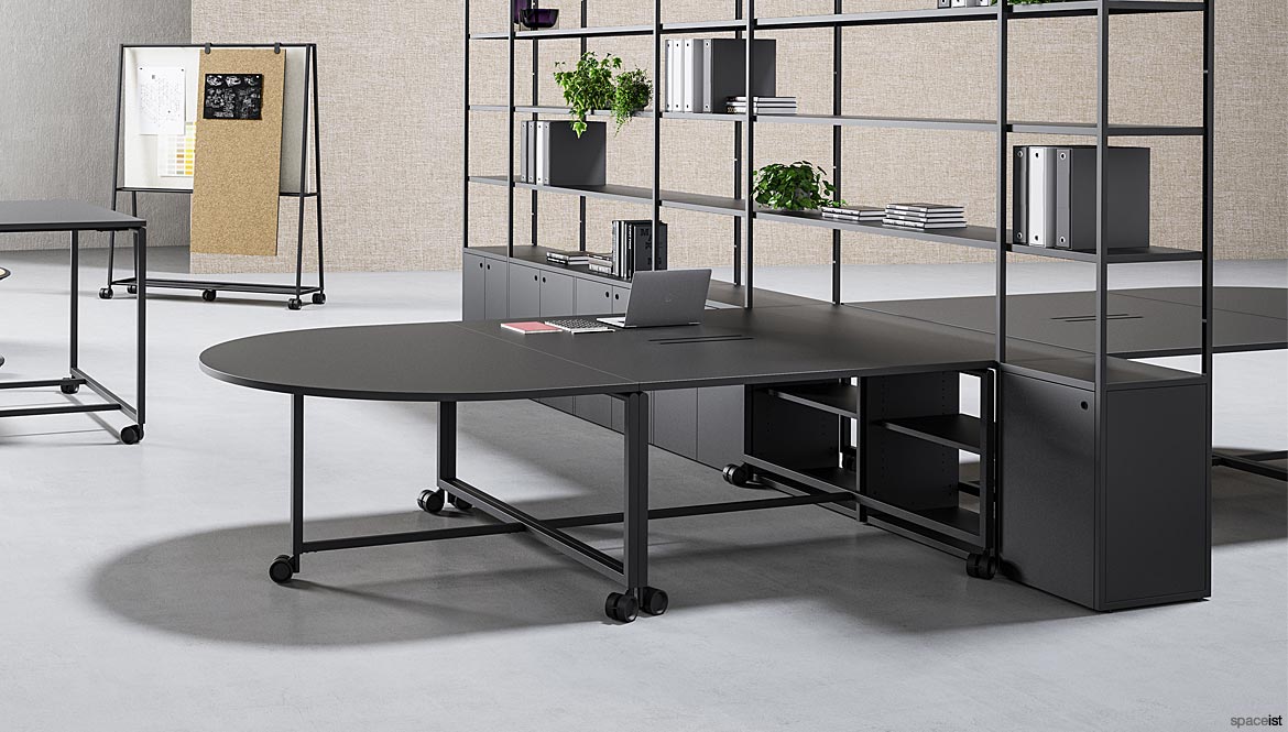 Black Rounded Desk