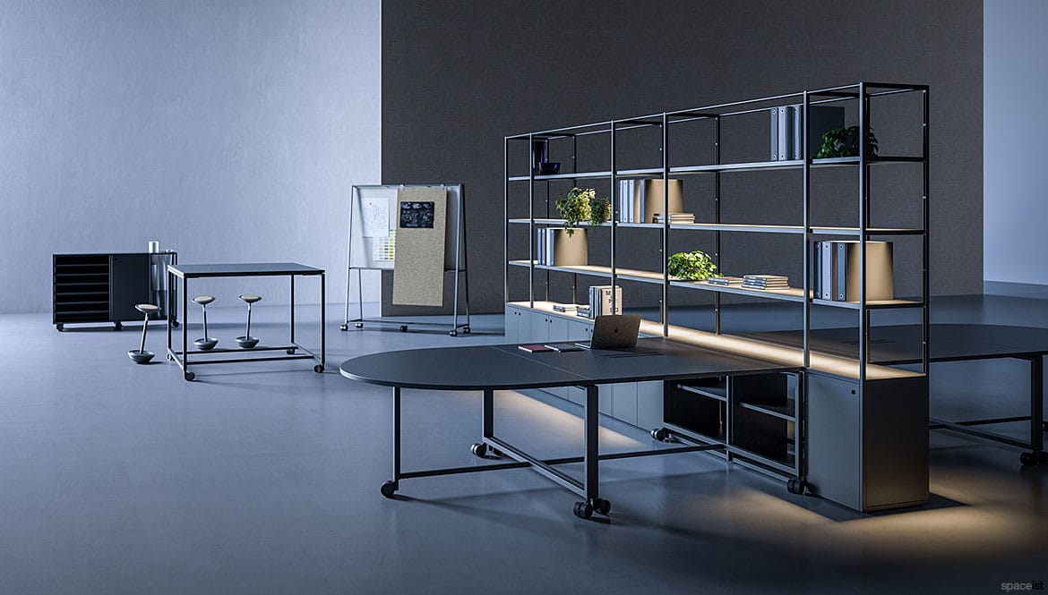 Modular Black Office Shelving