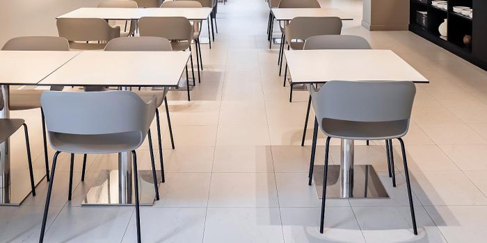 Babila gre cafe chair with a white table