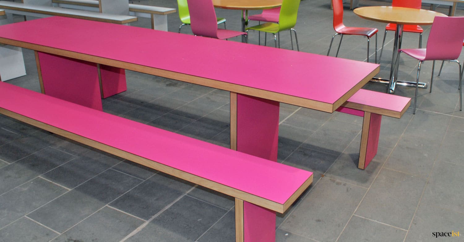 Pink canteen table