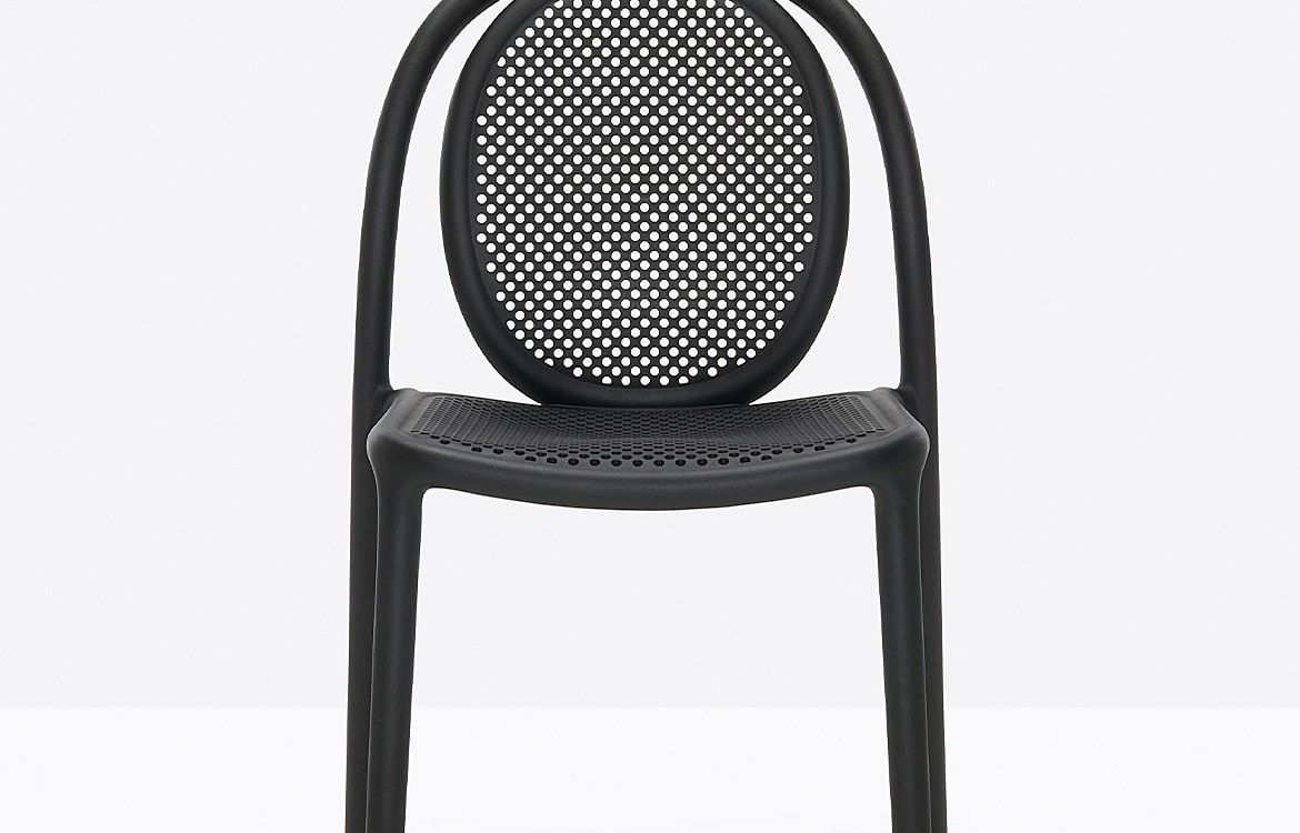 Black Outdoor Cafe Chair Closeup