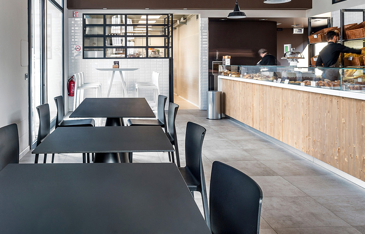 Black cafe table and chairs