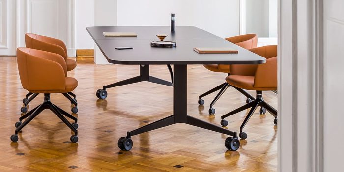 Black folding conference table