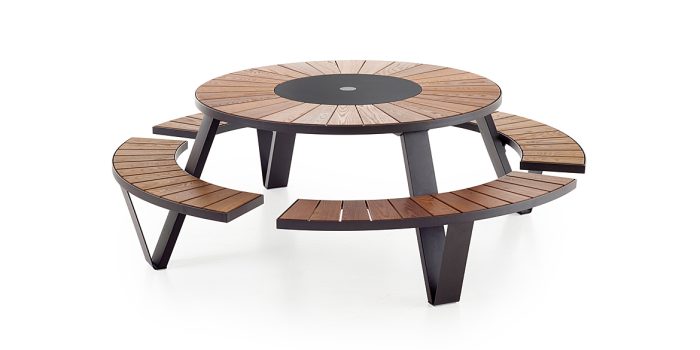 Black outdoor canteen table