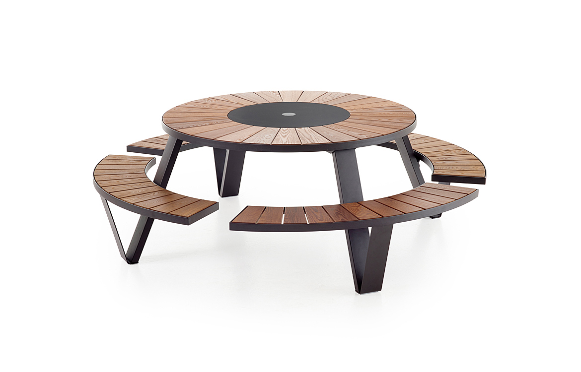 Black outdoor canteen table