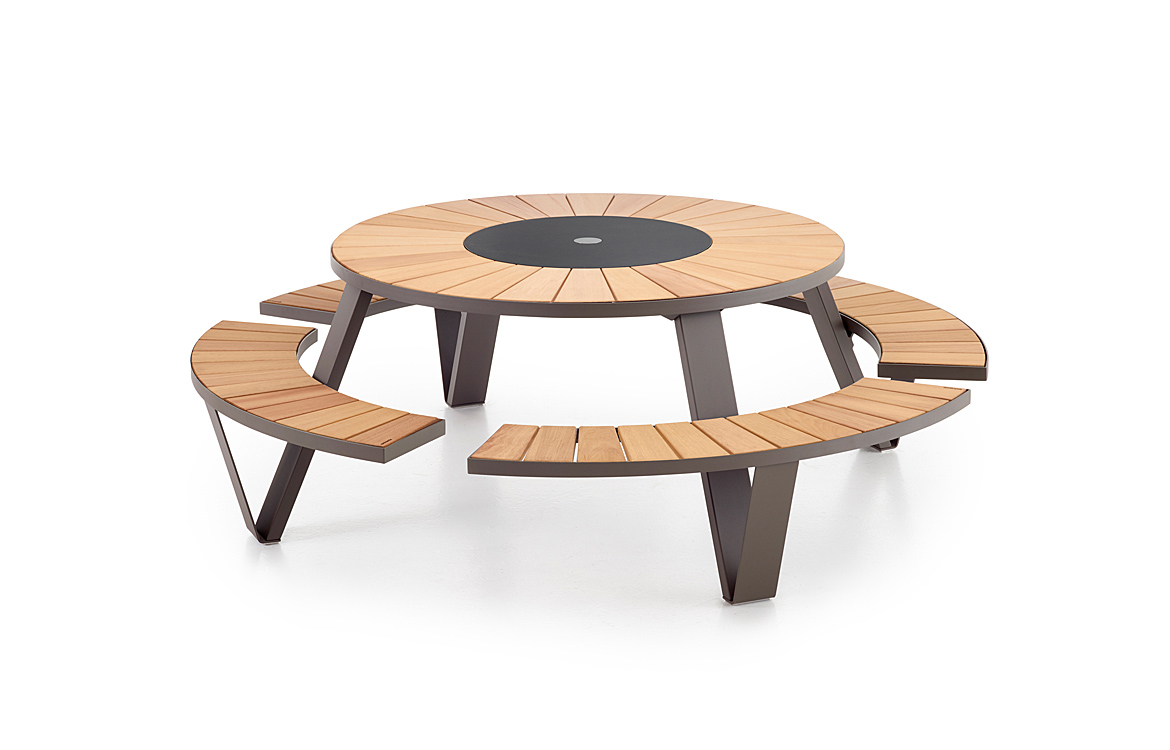 Black outdoor canteen table