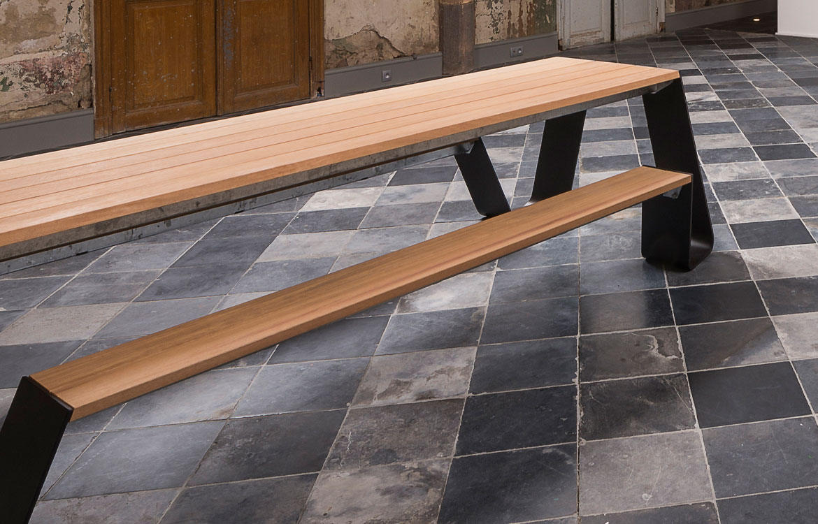 Black wood picnic bench