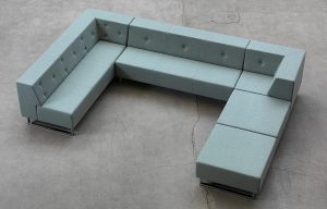 Blue U shaped sofa
