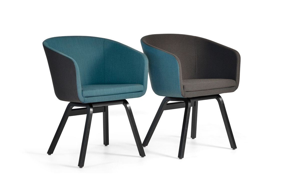 Blue commercial boardroom chair wood legs
