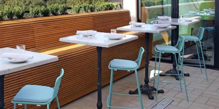 Blue commercial outdoor stool