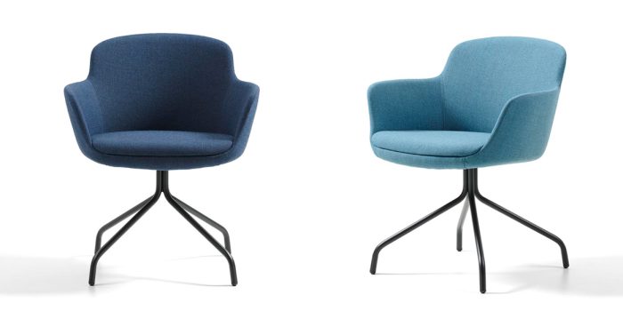 Blue meeting table black legs