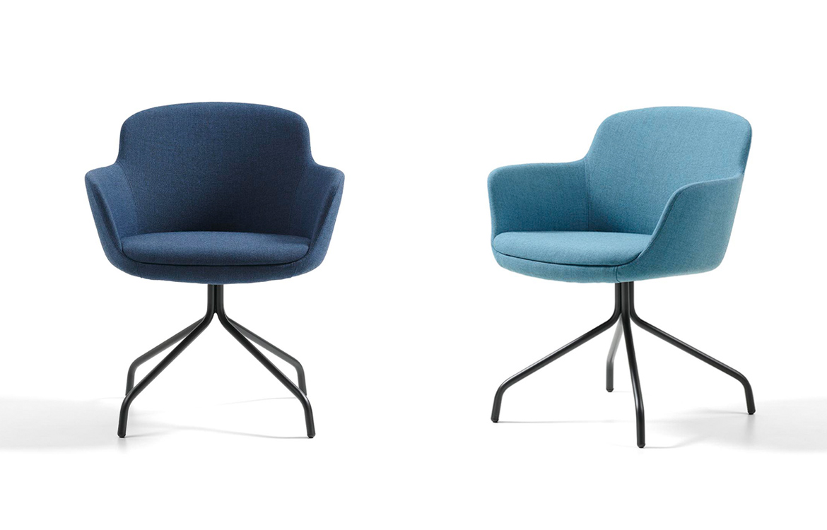 Blue meeting table black legs