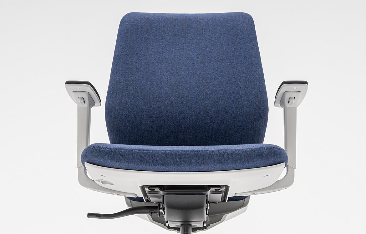 Blue office chair closeup
