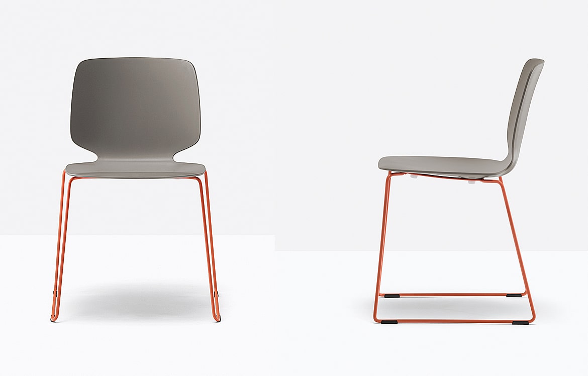Cafe chair with red legs