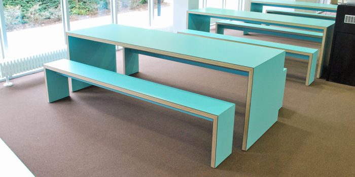 Canteen table and benches for Kings College