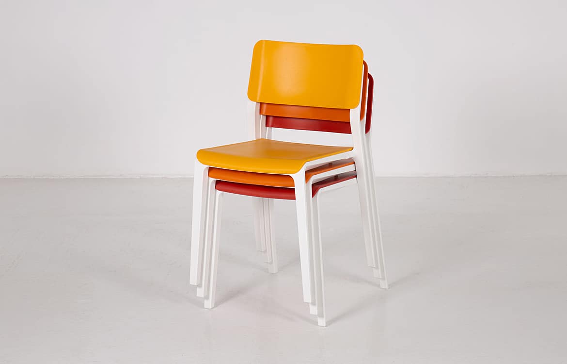 Colourful stacking chairs