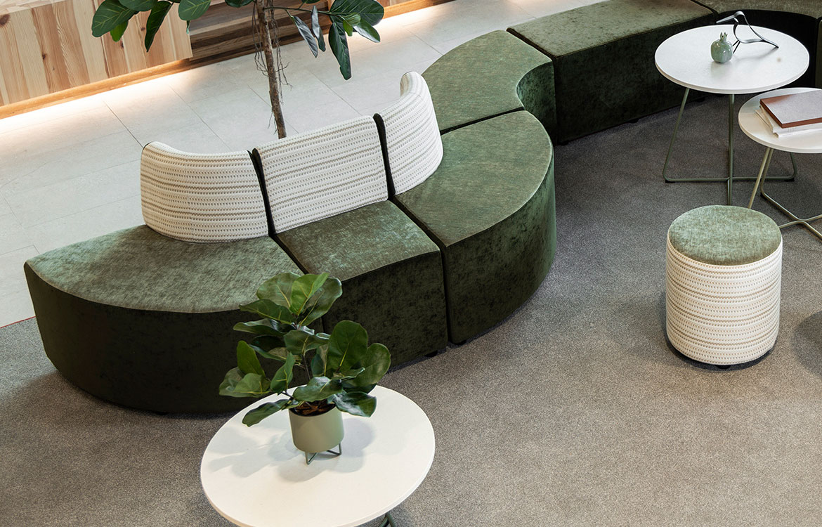 Commercial Modular cube in green fabric