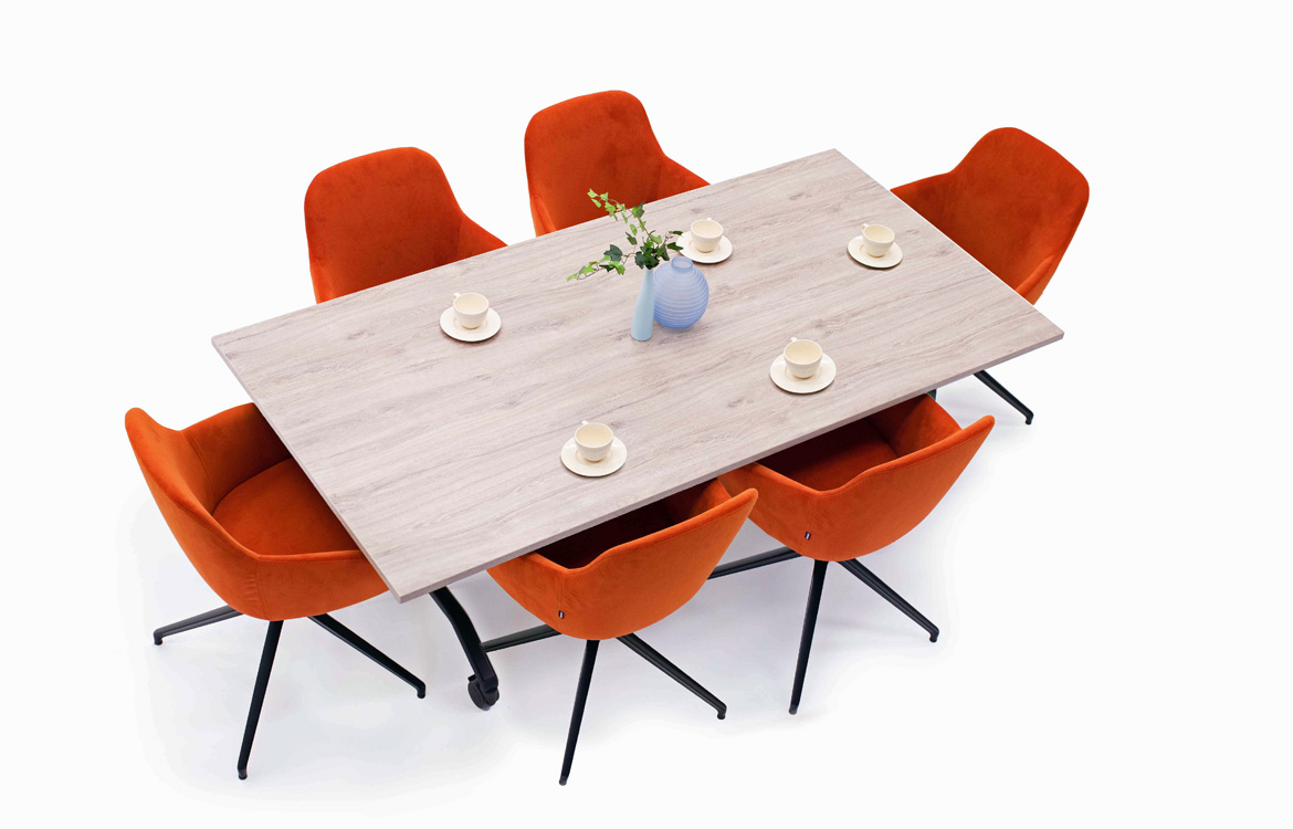 Commercial folding table colourful chairs
