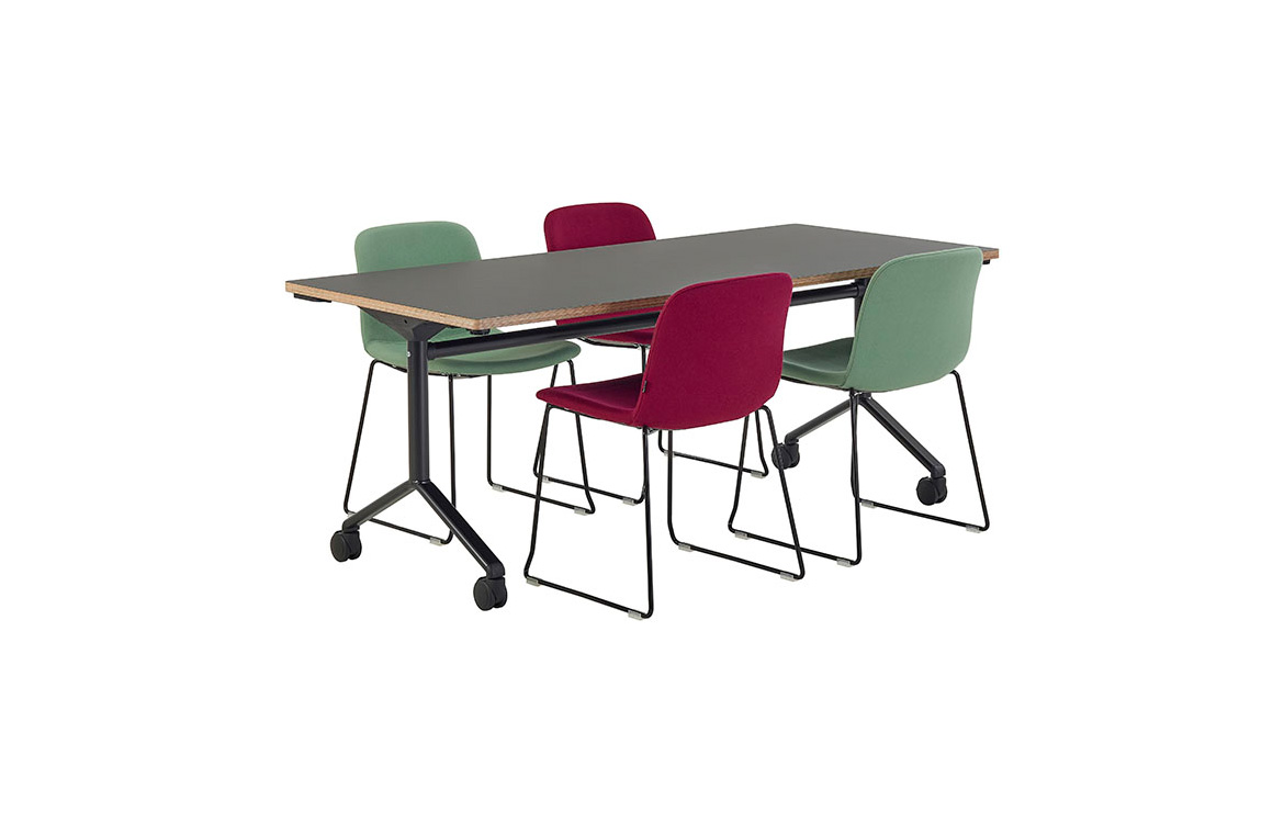 Commercial folding table colourful chairs