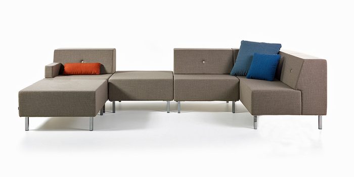 Commercial modular sofa in light brown fabric
