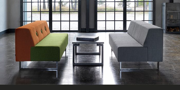 Commercial modular sofa with buttons