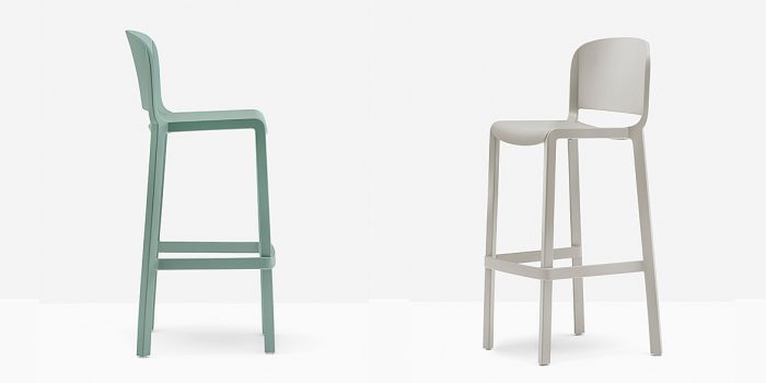Commercial plastic cafe stool with back