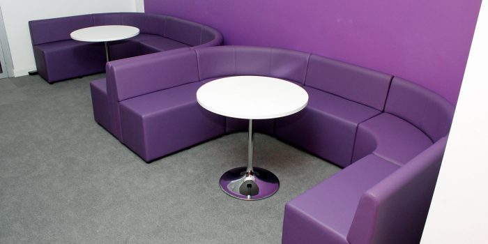 Commercial purple curved booth