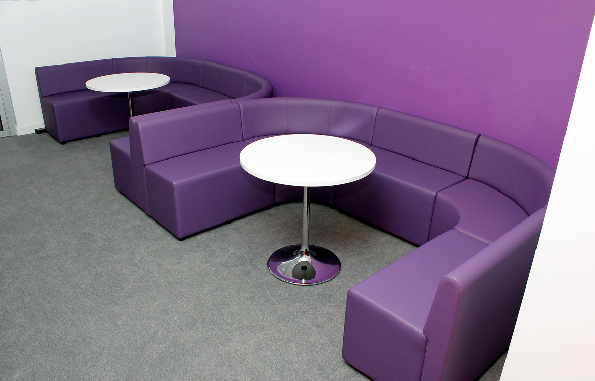 Commercial purple curved booth