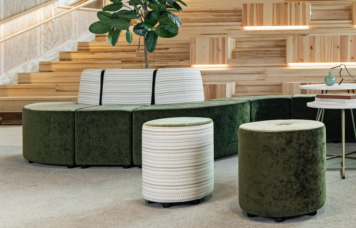 Commercial Modular cube in green fabric