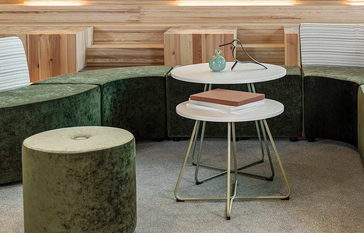 Commercial Modular cube in green fabric