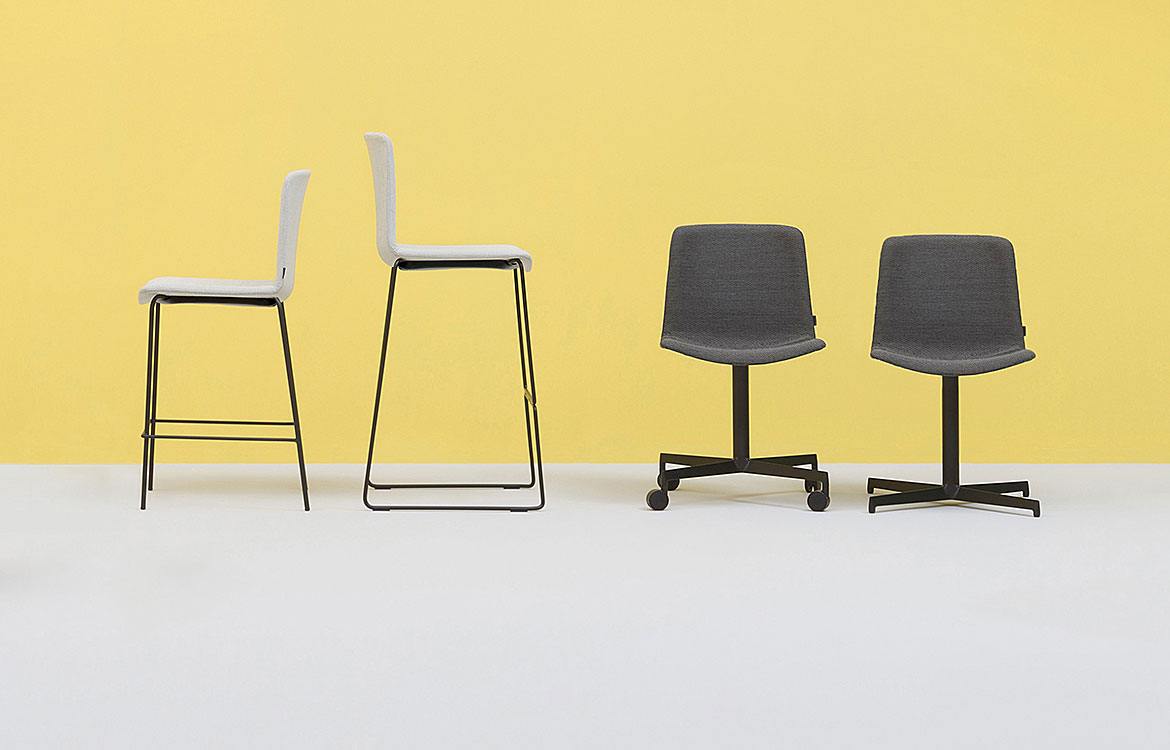 Commercial swivel meeting chair with matching stool