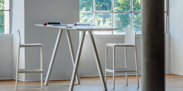 Commercial white table for stools