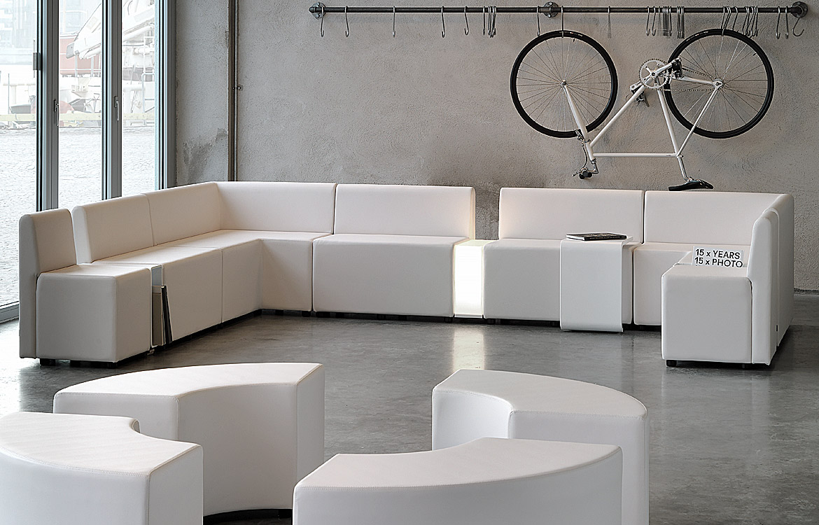 Commercial white wipeable seating cubes