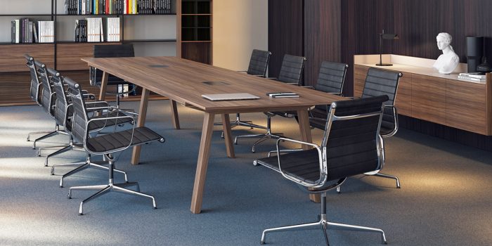 Commercial wood boardroom table