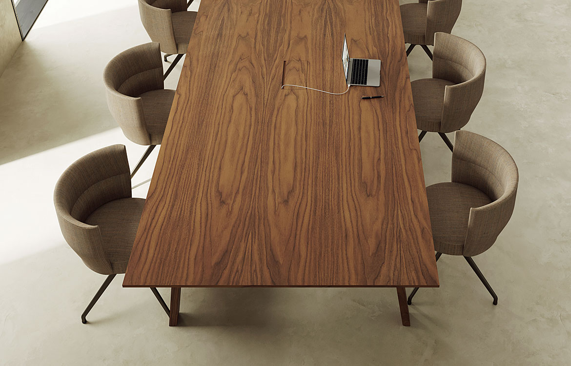 Commercial wood boardroom table walnut