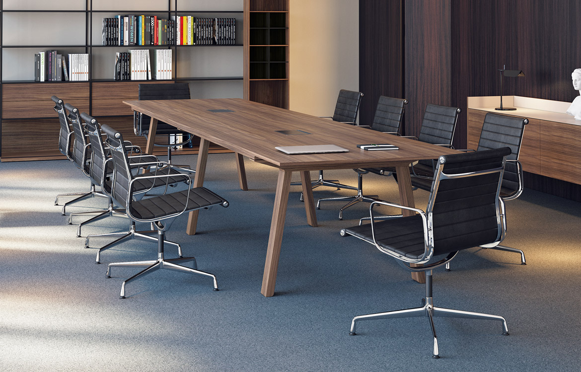 Commercial walnut boardroom table