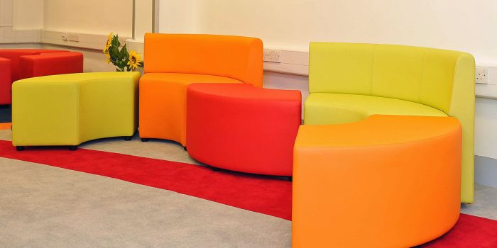 Manchester airport bright modular cube seating
