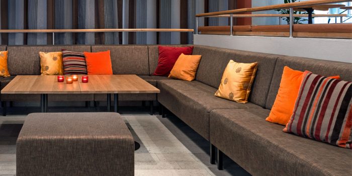Dark brown commercial sofa booth