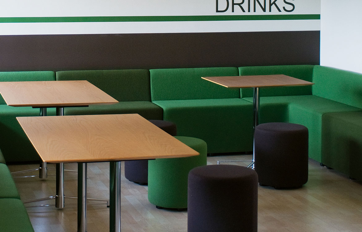 Dark green corner seating