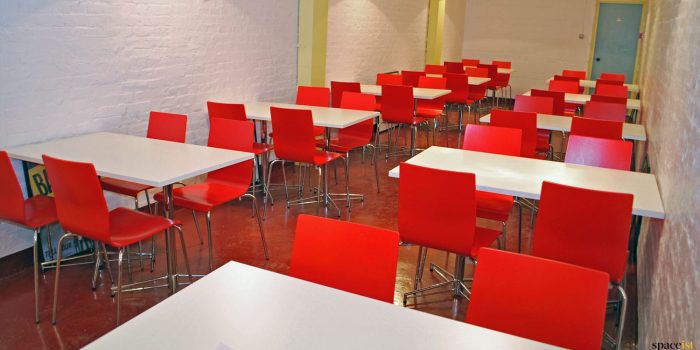 Red + white cafe furniture