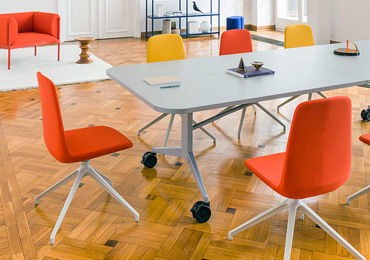 Folding conference tables